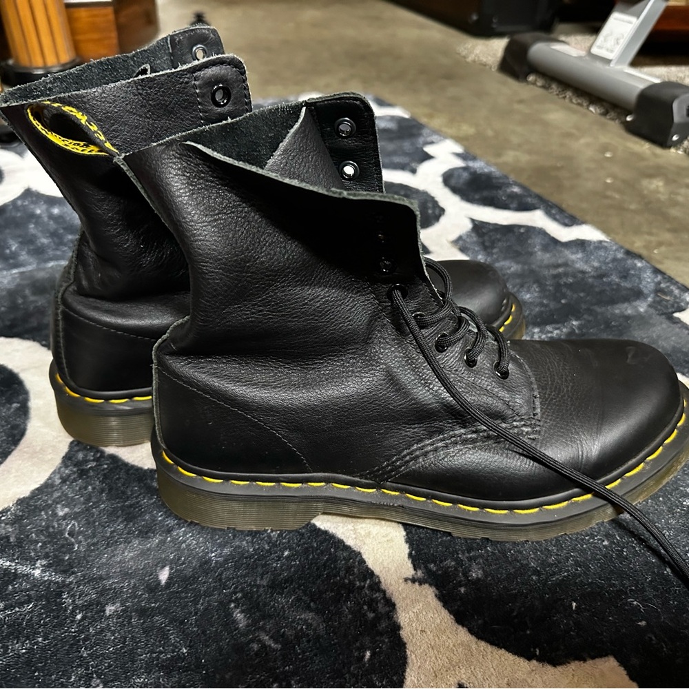 Dr. Martens Black Leather Boots with Translucent Sole